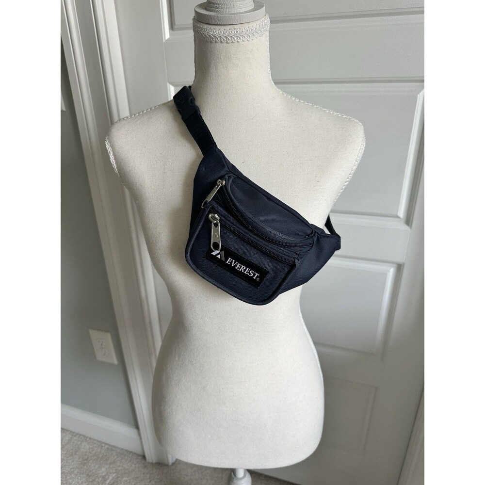 Everest Signature Mini Waist Fanny Festival Hiking Pack Blue Triple Pocket-VTG - Picture 9 of 9